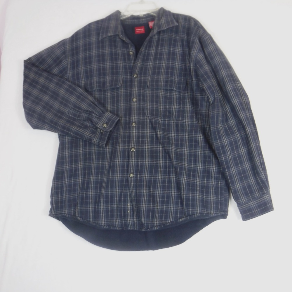 Arrow Jacket Mens‎ Large Blue Plaid Fleece Lined Flannel Button Up Outdoor Work